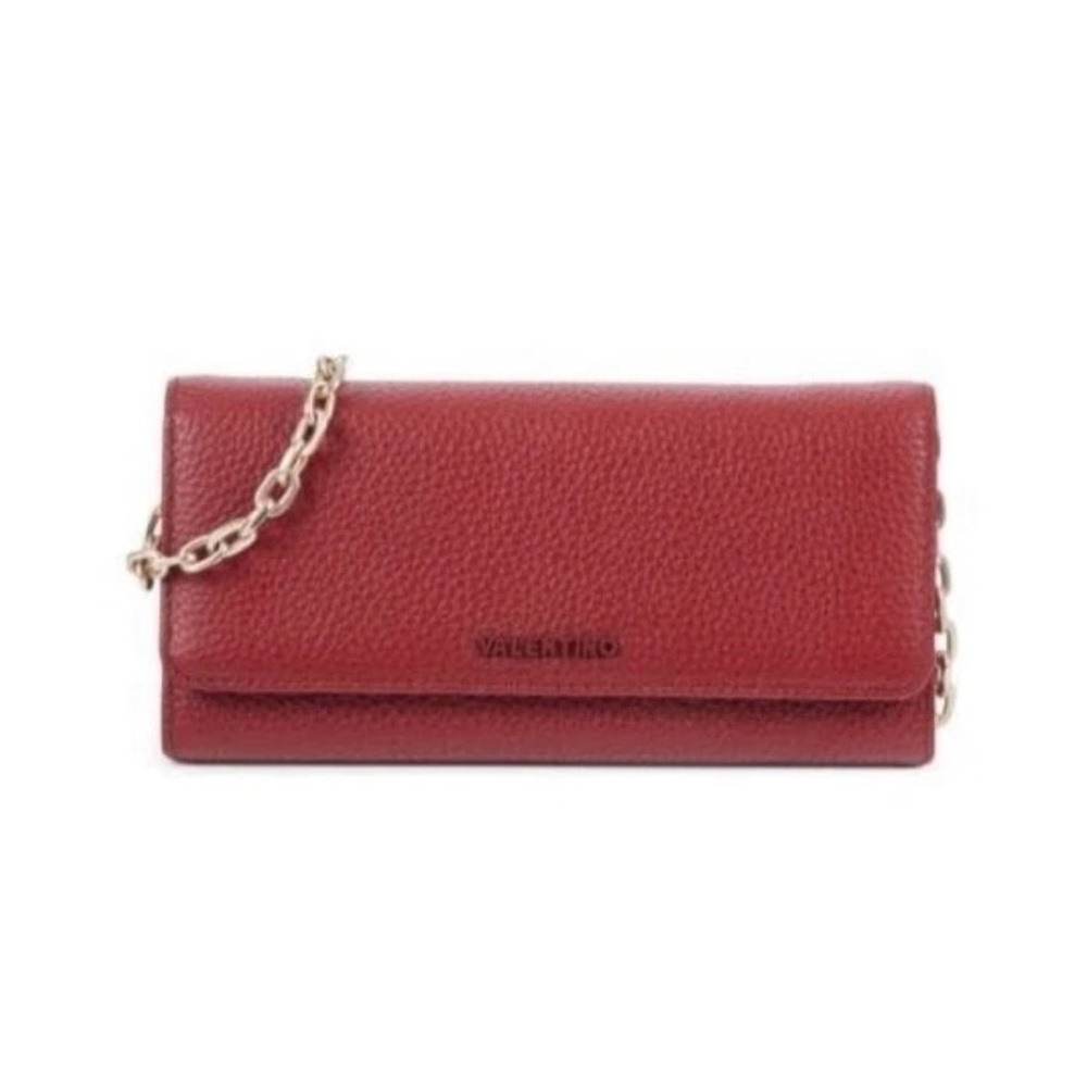 VALENTINO Red Leather Chain Wallet